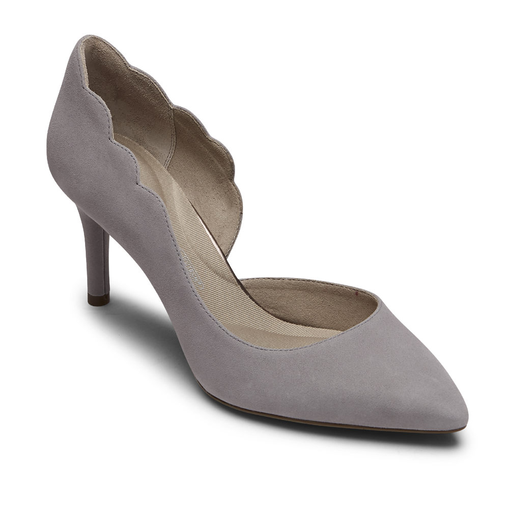 Sapatos De Salto Rockport Mulher Cinzentas - Total Motion 75Mm Scalloped Dorsay - 57384BXFG